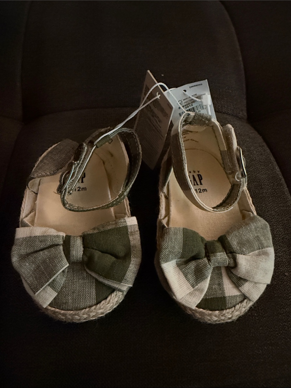 GAP Green Plaid Bow Espadrille Sandals
